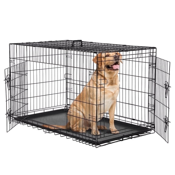 SHOUFTW 48" XL Dog Crate, Portable Double-Door Extra Large Dog Cage with Divider Panel for Large Dogs, Suitable for Indoor and Outdoor Use