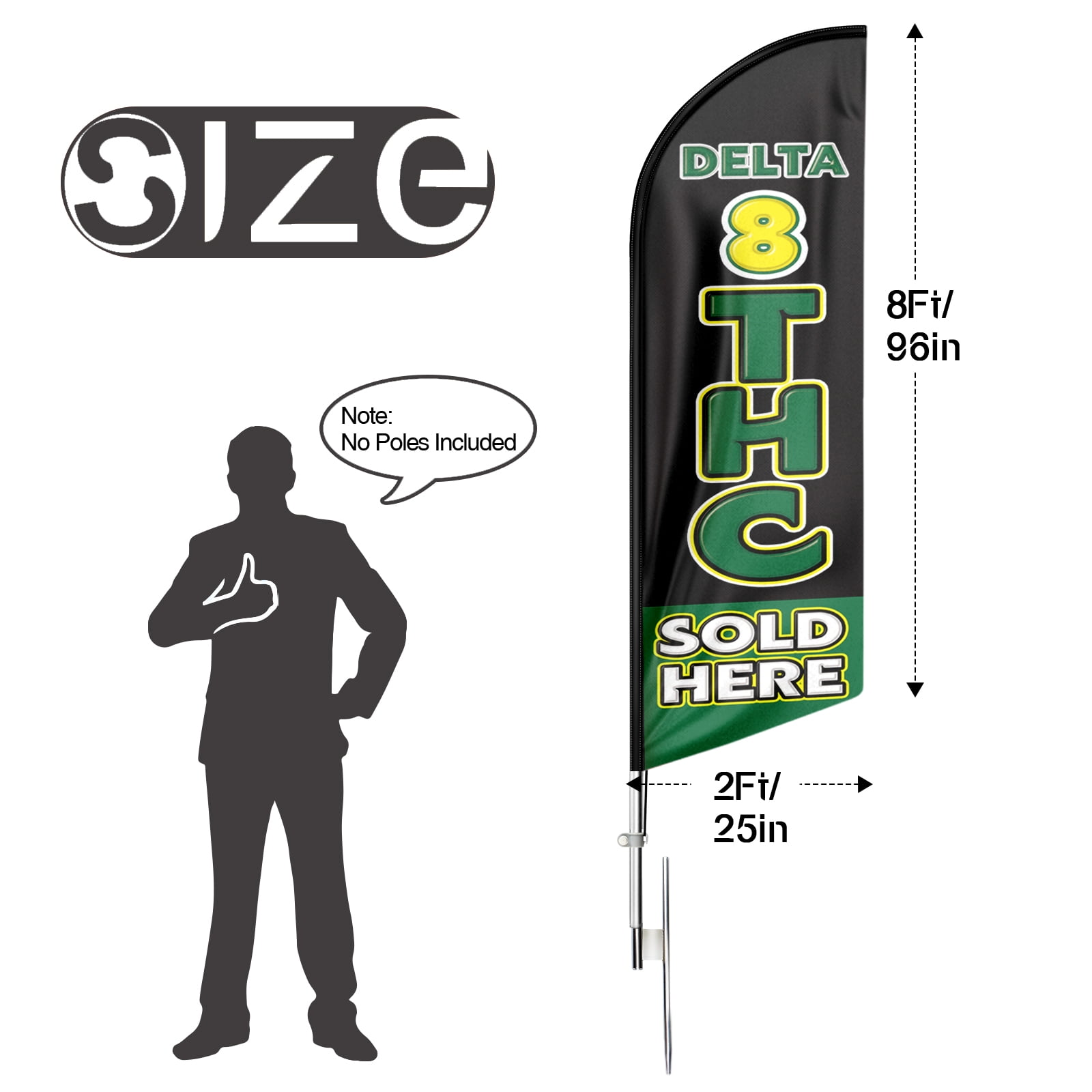 Delta 8 THC for Sale Here Sign Feather Flag with Pole Kit,8FT Sale  outdoor advertising flag,  Business Sign, Swooper Flag（FLAG ONLY)