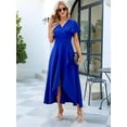 thumbnail image 6 of Women'S Long Formal Dresses Split Elegant V Neck Wrap Ruffle Wedding Guest Dresses Blue M, 6 of 9