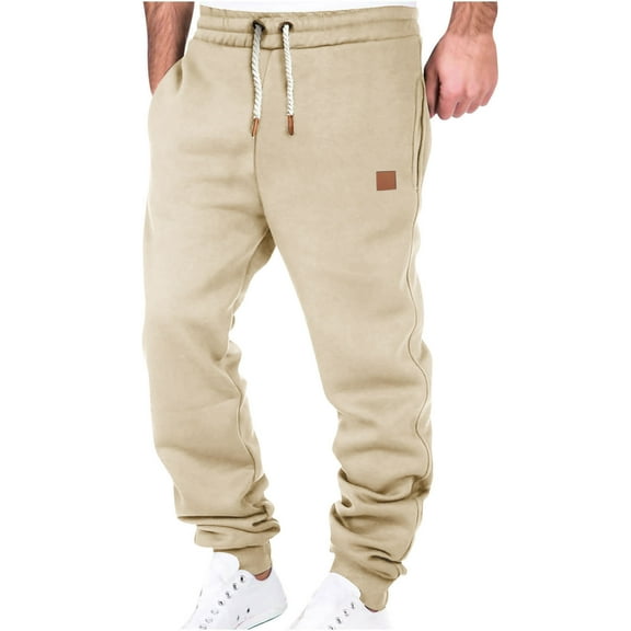 Dagegui Fleece Sweatpants for Women Big and Tall Elastic Waist Sport Pants Drawstring Pockets Joggers for Running Athletic Beige S