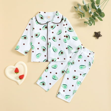 

Toddler Boys Outfit Sets Long Sleeve Fruit Print Shirt Tops And Pants Two-Piece Child Suits Fall Winter Clothes