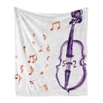 thumbnail image 1 of Music Soft Flannel Fleece Blanket, Musical Notes Instrument Violin Cello in Watercolors Style White Backdrop Print, Cozy Plush for Indoor and Outdoor Use, 70" x 90", Purple and Red, by Ambesonne, 1 of 6