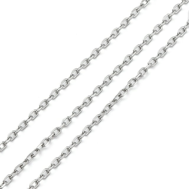 304 Stainless Steel Cable Chains Soldered Stainless Steel Color 1.5x1x0.5mm
