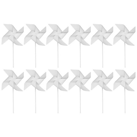 

HOMEMAXS 12pcs Blank Painting Windmills DIY Pinwheel Toys Educational Windmills (White)