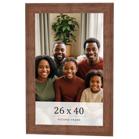 26x40 Frame Brown Farmhouse Solid Wood Picture Frame Width 1.5 Inches | Interior Frame Depth 0.5