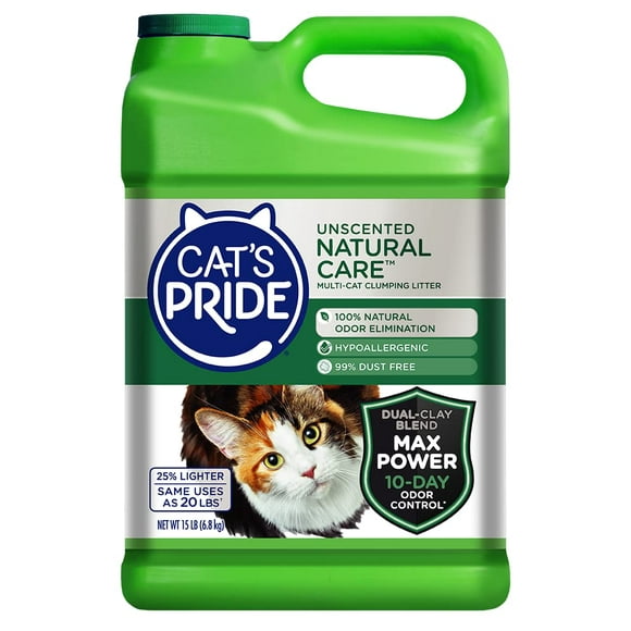 Cat's Pride Max Power Clumping Hypoallergenic Multi-Cat Litter 15 Pounds, Natural Care