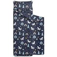 thumbnail image 2 of Unicorn and Planet Blue Pattern Teens Toddler Nap Mat with Pillow, Sleeping Mat Bag for Preschool Daycare 59"x22", 2 of 6