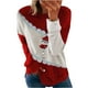 thumbnail image 1 of Blusa informal de manga larga con cuello redondo y estampado de retales para mujer a la moda navideña Pompotops gfhjh9880, 1 of 5