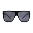 thumbnail image 2 of SA106 Limo All Black Flat Top Oversize Gangster Rectangle Sunglasses Gloss Black, 2 of 4