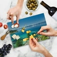thumbnail image 5 of Blue Cutting Board, Tranquil View of Lake Tahoe Sierra Pines on Rocks with Turquoise Waters Shoreline, Decorative Tempered Glass Cutting and Serving Board, Small Size, Blue Grey Green, by Ambesonne, 5 of 5