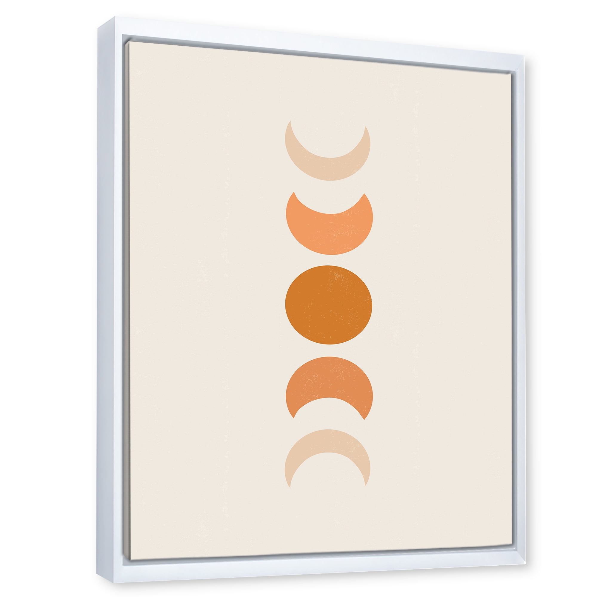Designart 'Minimalist Different Moon Phases' Modern Framed Canvas Wall Art Print