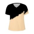 thumbnail image 3 of Camisetas de Manga Corta para las Mujeres de Cuello en V Sólido Casual Camiseta, 95% Poliéster 5% Spandex Vintage Ligero Top para Diario, Fiesta Y Primavera, 3 of 4