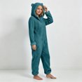 thumbnail image 4 of OGLCCG Girls Fleece Zip Up Jumpsuits Kids Hooded Rompers Long Sleeve Soft Fuzzy Onesie Warm Cute Winter Clothes(Green,5-6 Years), 4 of 6