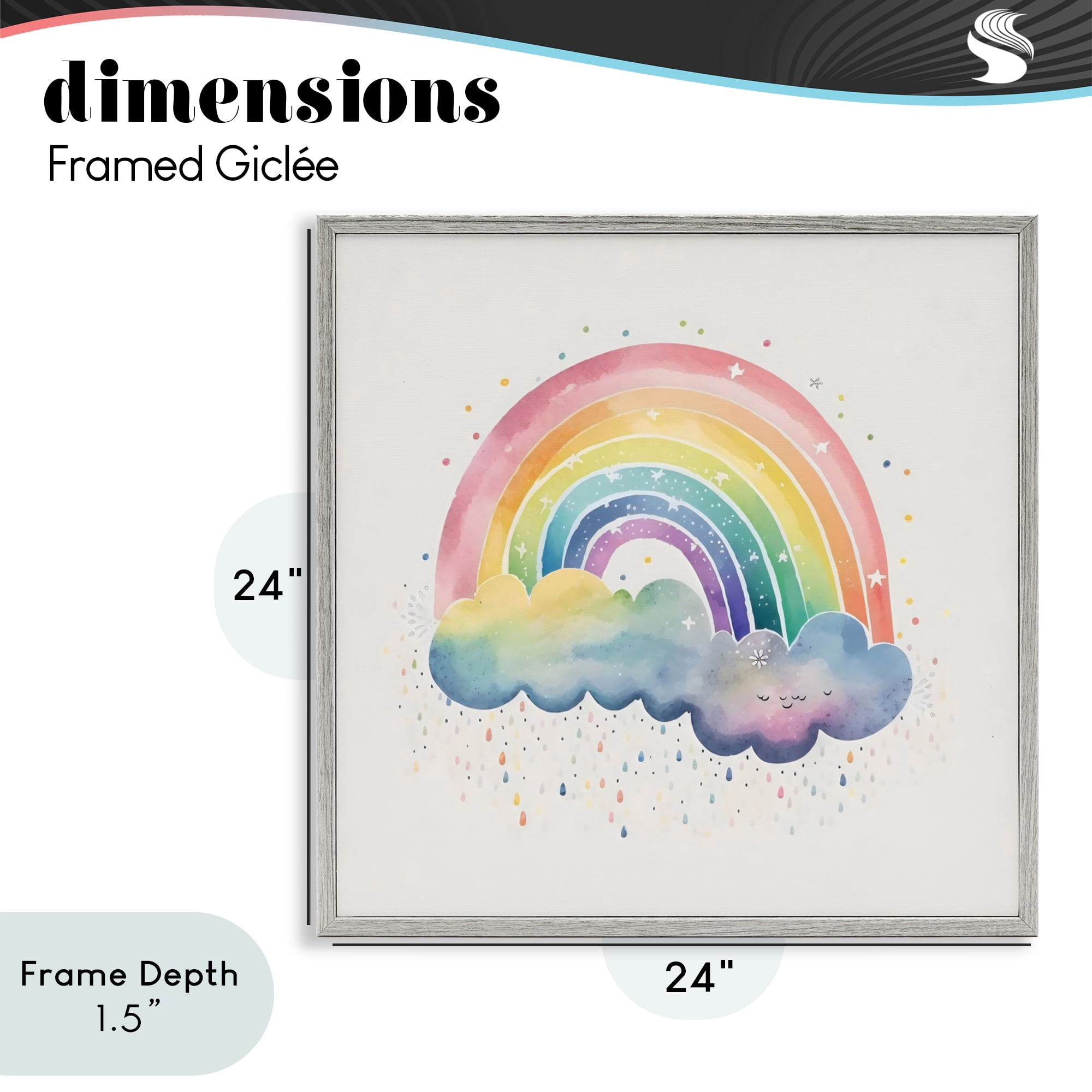 Stupell Industries Bright Boho Rainbow & Stars Gray Framed Giclee Art, design by Creative Studio