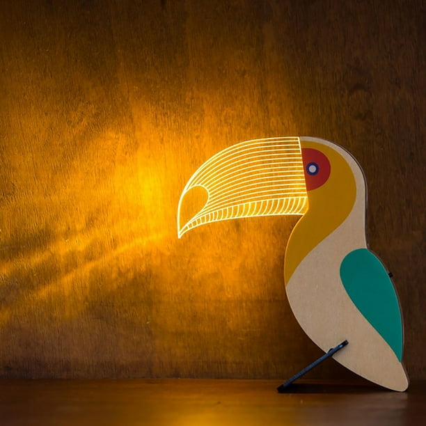Xihbxyly Lámpara Led de Madera con Diseño de Animalito, Inalámbrica, Fácil de Instalar, Luz Cálida, Ideal para Decorar El Hogar o Fiestas, Decoración Moderna, 18,5 X 15 Cm.