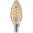 thumbnail image 3 of Philips Vintage LED 25-Watt B11 Filament Candle Spiral Light Bulb, Amber, Dimmable, E12 Candelabra Base (2-Pack), 3 of 5