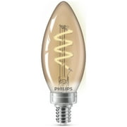 Philips Vintage LED 25-Watt B11 Filament Candle Spiral Light Bulb, Amber, Dimmable, E12 Candelabra Base (2-Pack)