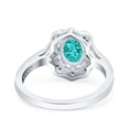 thumbnail image 3 of Oval Art Deco Accent Vintage Ring Paraiba Tourmaline CZ 925 Sterling Silver Size 10, 3 of 6