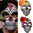 thumbnail image 2 of Masquerades Mask Mexicans Day of The Deads Mask Rose Suger Skull Mask Halloween Cosplay Costumes Party Mask Unisex Gifts Yellow, 2 of 4