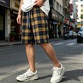 thumbnail image 2 of xfsWaSs Men's Casual Shorts Classic Plaid Straight Leg Shorts Drawstring Elastic Waist Summer Shorts With Pockets Soft Breathable Bottoms Soft Leisure Shorts, 2 of 5