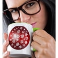 thumbnail image 2 of 3drose, Pretty White Snowflakes Ice Crystals on Tonal Red Background, 15oz Two-tone Green Mug, 2 of 6
