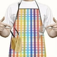 thumbnail image 2 of Colorful Striped Checkered Pattern Apron-Garden Aprons for Women with Pockets-Cotton Linen Waterproof Kitchen Cooking Gardening Aprons Adjustable for Kitchen,Cooking,BBQ and Salon 33x27 Inch, 2 of 7