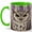 Green, variant on Stained Glass Owl Coffee Mug, Purple Bird Mug, Ceramic 11 oz