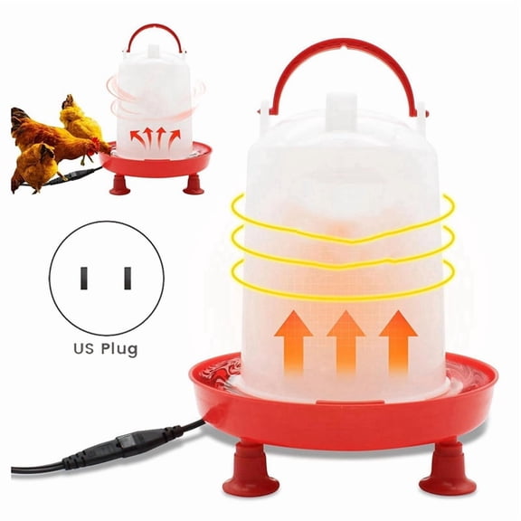 3L Heated Chicken Waterer for Winter Auto-Fill Chicken Water Heater with Leg Support,35W Heating Poultry US Plug