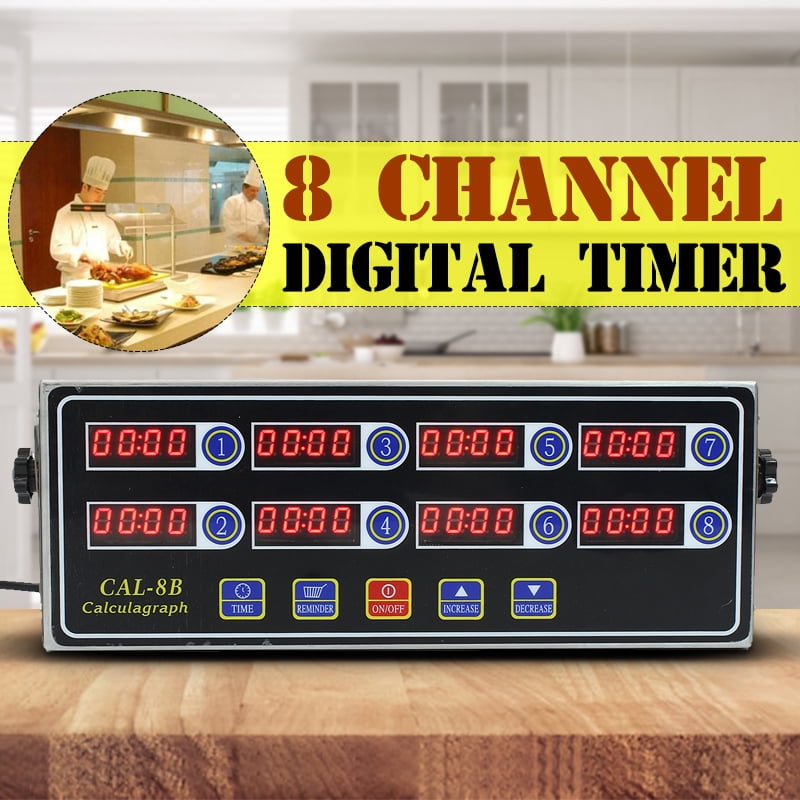 3 Stage Reminder 8 Channel Digital Timer CAL-8B Burger Basket Shaking Timing 
