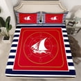 thumbnail image 2 of Feelyou Red Sailboat Rudder Full Size Sheets, Ocean Nautical Bed Sheets, Fashion Stripes Abstract Sheet Sets, Ultra Soft Bedroom Decor, 4 Pieces, 2 of 7