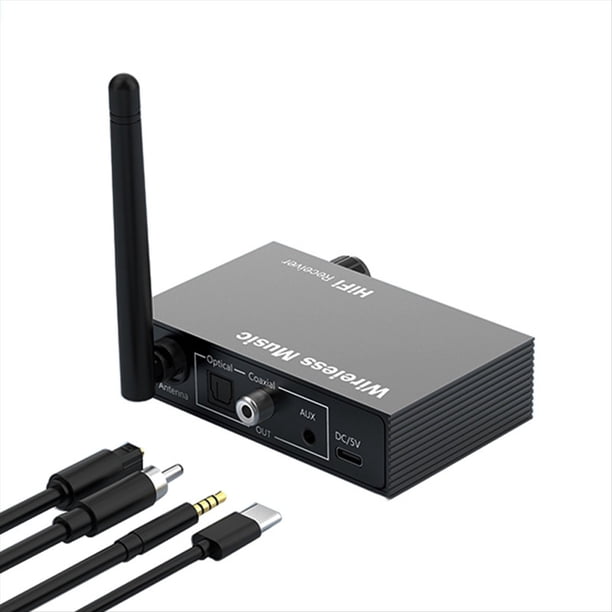 Receptor de Audio Bluetooth 5.3 Coaxial de Fibra Óptica, Altavoz Clásico, Amplificador, Micrófono, Karaoke, Reproductor USB.