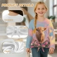 thumbnail image 6 of Xoenoiee Highland Cattle Flower Print Girls Casual Long Sleeve T-Shirt Fall Blouse for Girls Front Tie Tee Tops Round Neck Pullover Sweatshirt, 5-6 Year, 6 of 7