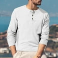 thumbnail image 6 of Inglocry Henley Long Sleeve Shirts for Men, Regular-Fit Solid Color Basic Button Down Shirts Soft Basic Tops White 2XL, 6 of 7