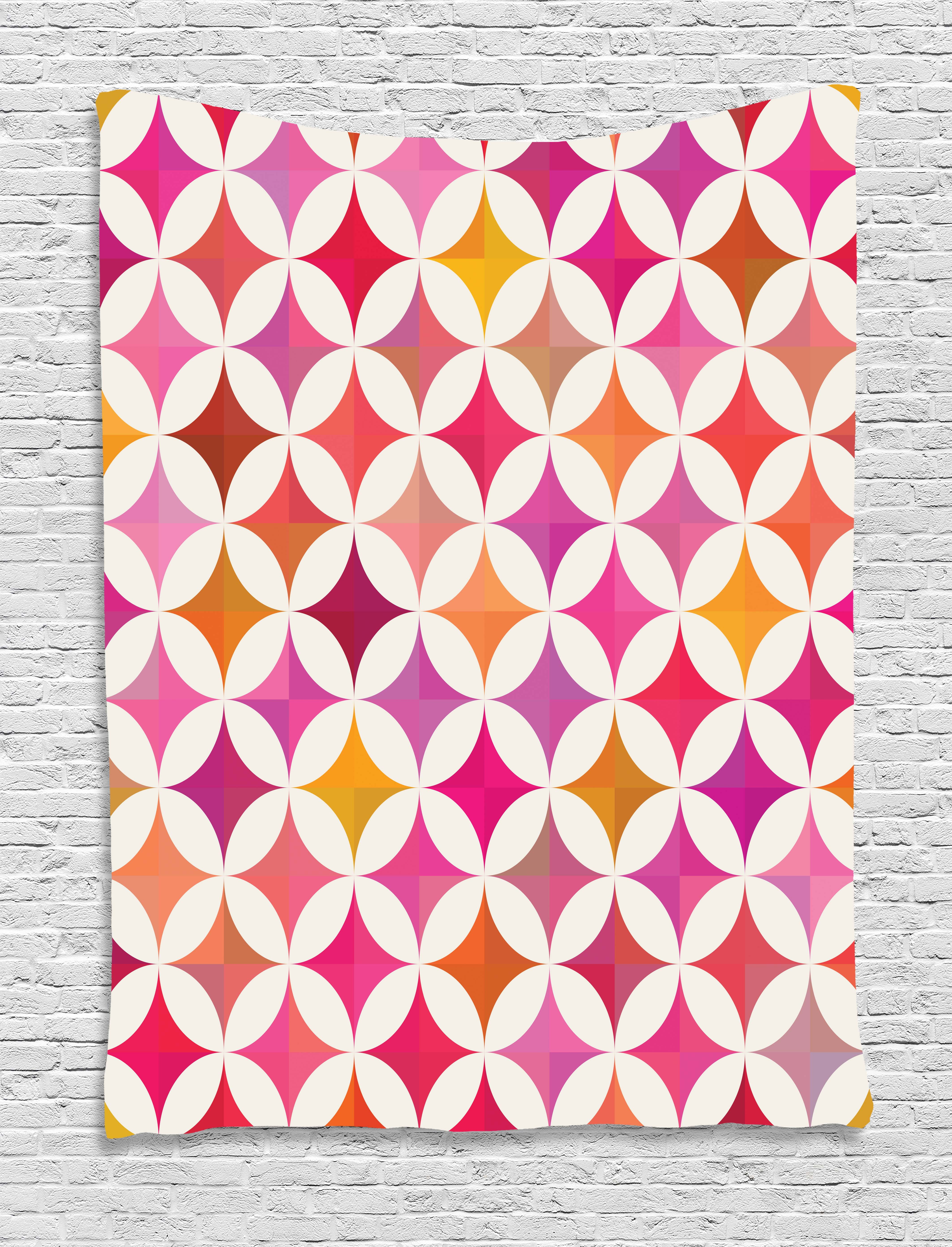 Colorful Tapestry, Vibrant Overlapping Semi Circles Stars Quilt Tiling ...