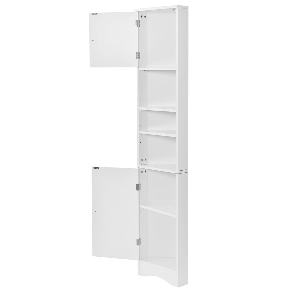 Kojooin Tall Corner Cabinet Shelves, Narrow Storage Unit With 2 Doors And Adjustable Shelves, Wooden Floor Cabinet, Bathroom, Living Room, Entryway Home Furniture