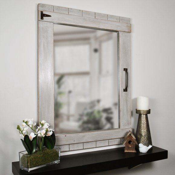 FirsTime & Co. Weathered Barn Accent Wall Mirror, 32" x 24", Rustic Gray