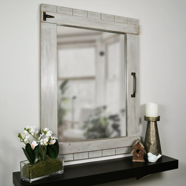 FirsTime & Co. Miroir Mural d'Accent de Grange Vieilli, 32 Pouces x 24 Pouces, Gris Rustique