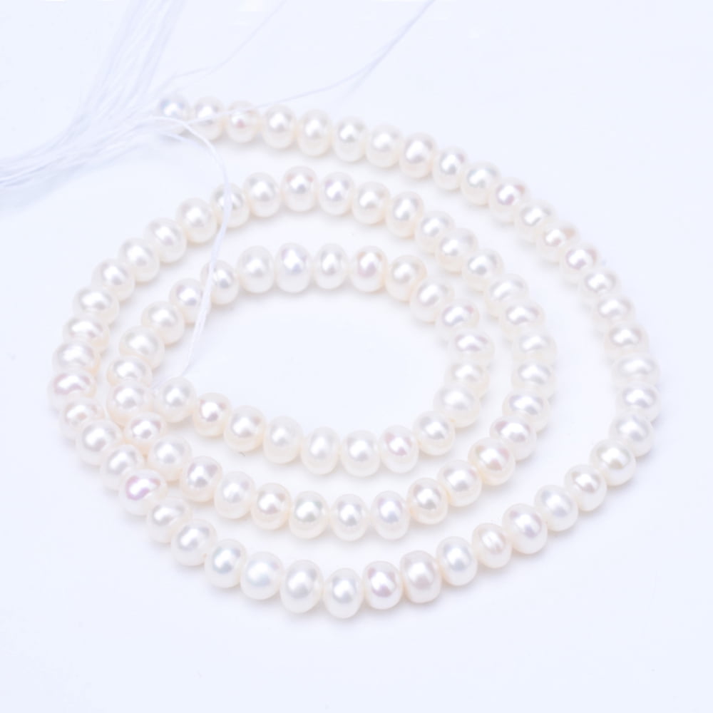 Natural Cultured Freshwater Pearl Beads Strands Round Floral White 4.5~5mm Hole: 0.8mm about 81~83pcs/strand 14.45 inch~15.08 inch(36.7~38.3cm) DIY