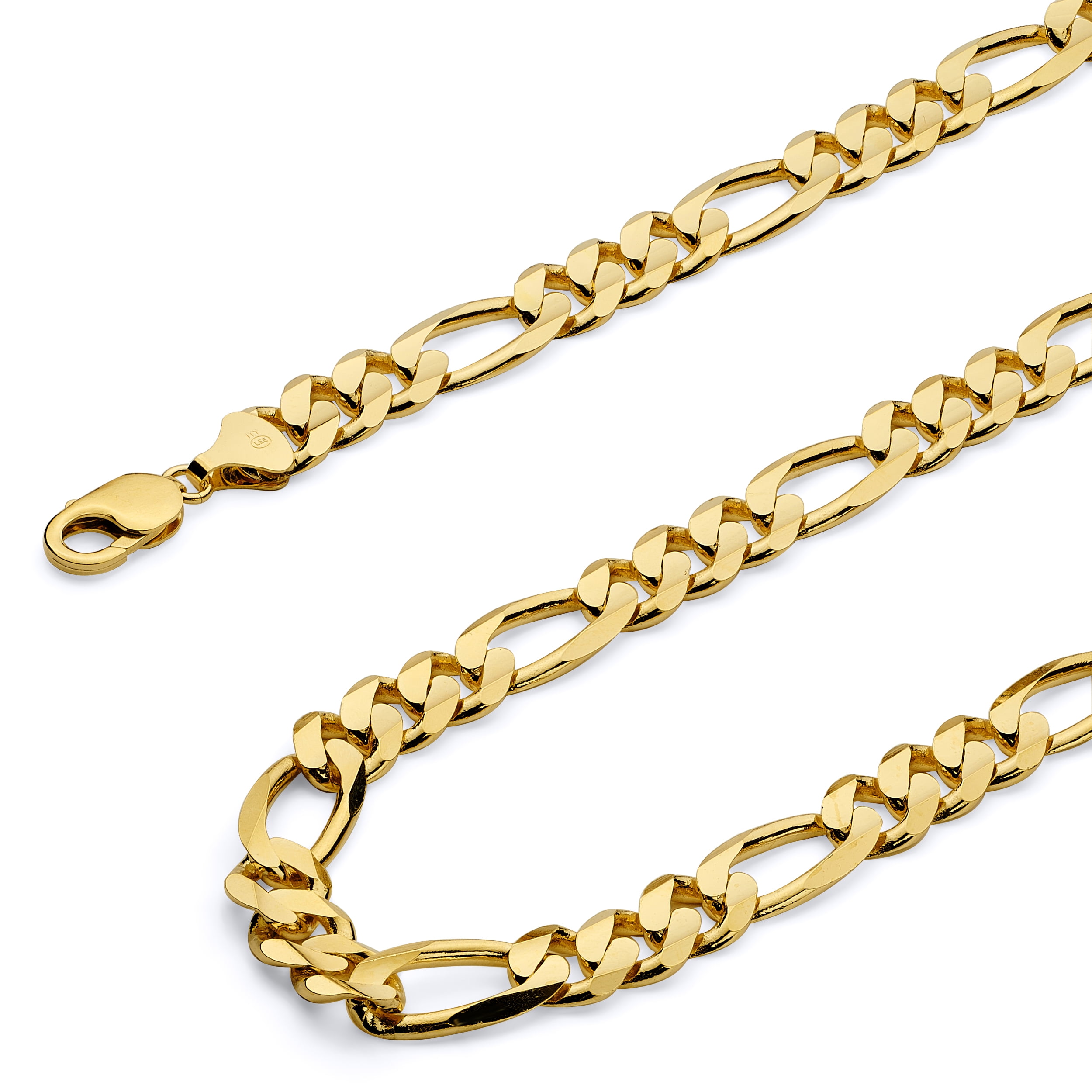 Wellingsale 14k Yellow Gold Polished Solid 4mm Figaro 3+1 Concave Chain Necklace