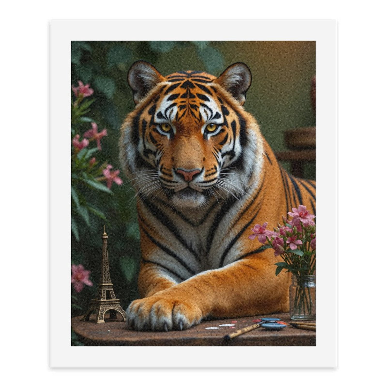 Paint by Numbers Kit for Adults, Tiger Art Flowers Miniature Tower Paint by Numbers, Easy Paint by Numbers Kit for Adults Beginner, DIY Adult Paint by Number Kits on Canvas, Home Decor