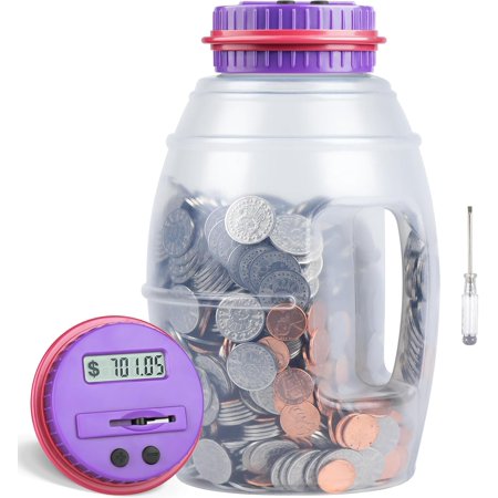 X-Large Piggy Bank for Adults Kids, Digital Coin Counter Jar Money Counting Bank with LCD Counter, 2.8L Capacity Totals up Your Savings, Change Counter Coin Bank Designed for All US Coins