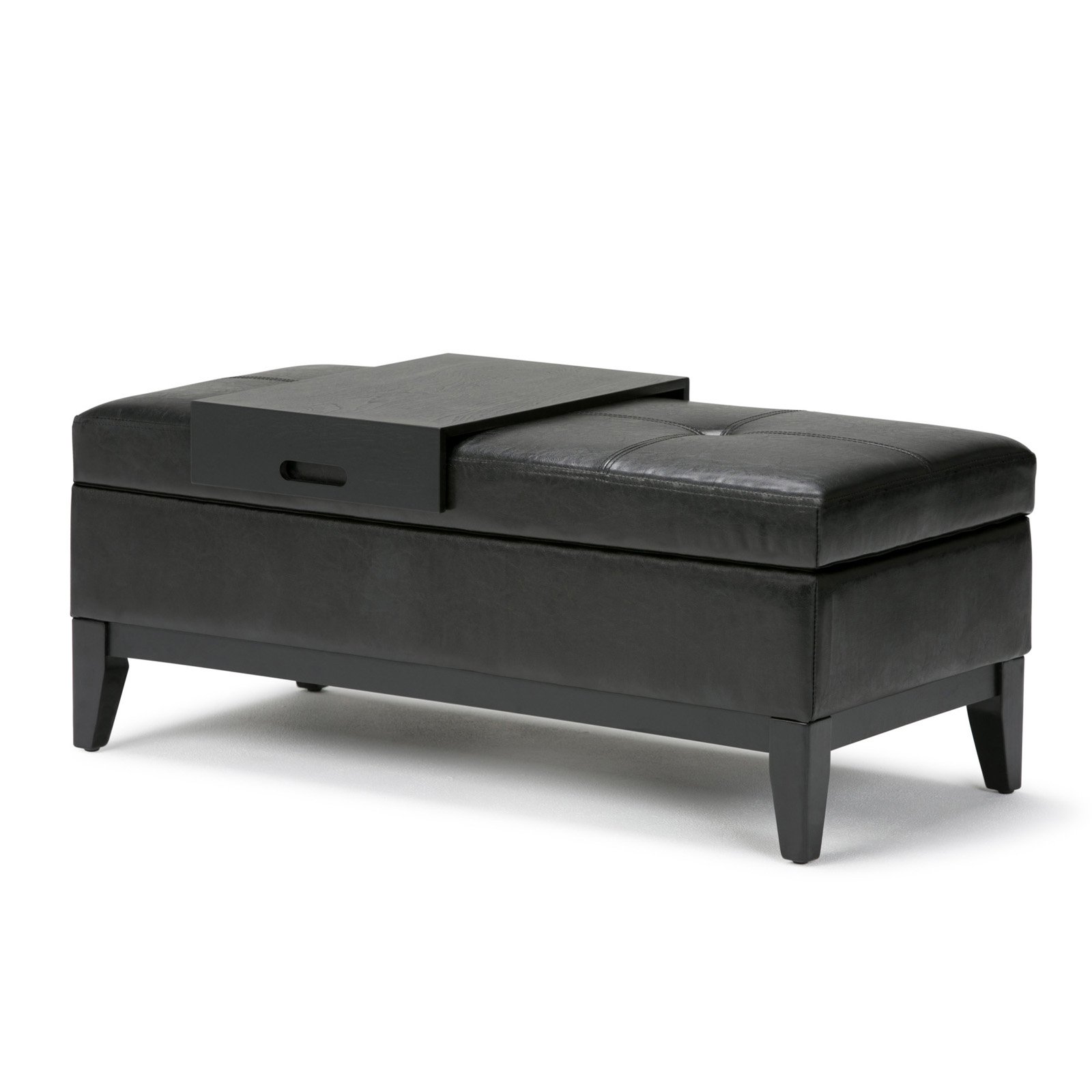 Brooklyn + Max Paxton Faux Leather Storage Ottoman with Tray