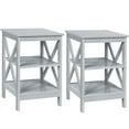thumbnail image 1 of Gymax 2 Pcs Table de Chevet à 3 Niveaux Table d'Appoint Design en X Étagère de Rangement Salon Gris, 1 of 10