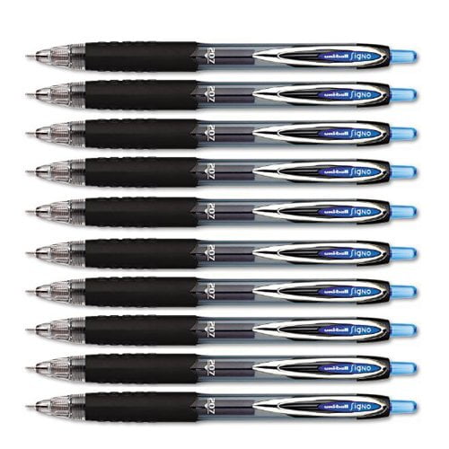 Uniball 207 Needle Retractable Medium Point Gel Pens, 10 Blue Ink Pens