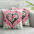 thumbnail image 3 of ARISTURING Happy Valentines Day Pillow Covers Pink Heart Throw Pillow Covers Wedding Anniversary Be Mine Pillow Cases Cushion Covers for Outdoor Couch Sofa Decoration, 3 of 5