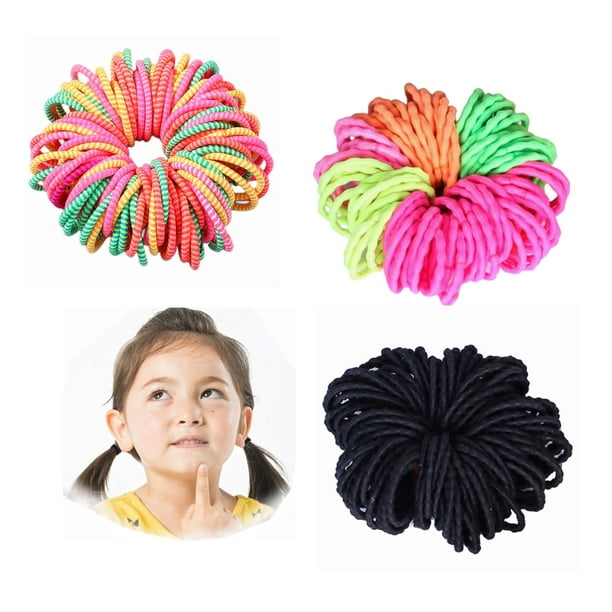 Elastic Hair Ties 300 Count(1.18inch,1.57inch）, Girls Hair Ties，Small