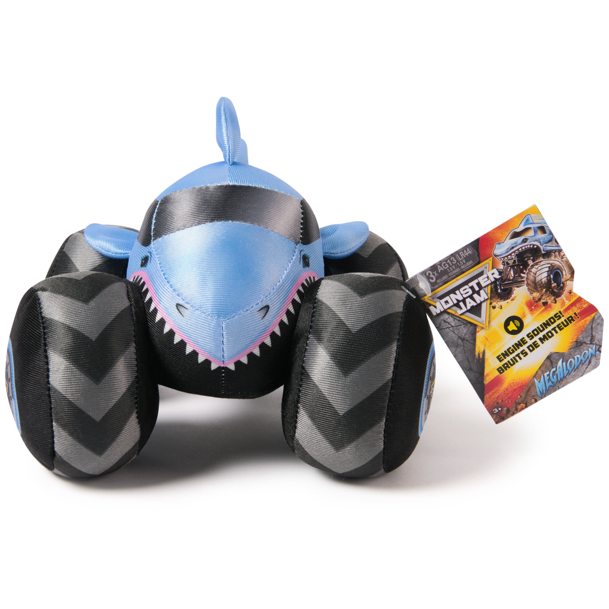 Monster Jam Megalodon Plush Truck with Sound Effects, Plush Toy for Ages 3 and Up, 7”