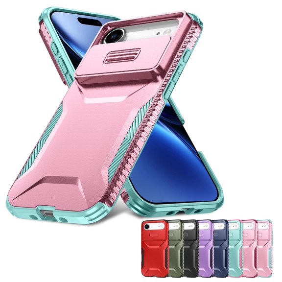 Decase Rugged Privacy Lens Cover Case for iPhone Air,Shockproof Slide Lens Cover,Heavy Duty Hard Cover,Rosegold