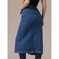 thumbnail image 4 of DARING DIVA Women's High Waist Front Slit Pencil Skirt with Pockets L Dark Blue, 4 of 7