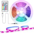 thumbnail image 1 of Tira de luces LED de 2 m LzGUNGY luz LED RGB 5050 multicolor con control remoto 16 colores 4 modos, 1 of 4